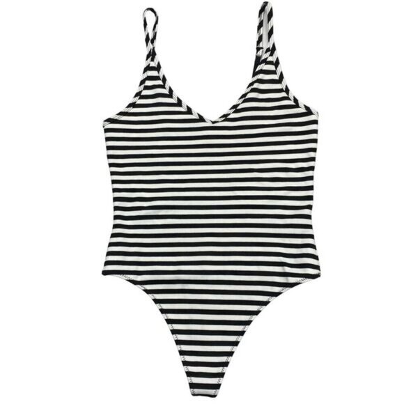 SUNDAY BEST Aritzia Annie Striped Thong Bodysuit Sz Small - Picture 6 of 7
